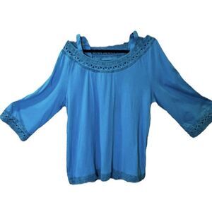 New Soft Surroundings Ava Top Women's Size 3x Fjord‎ Blue